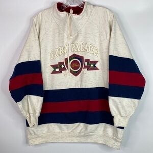 Vintage Sun Triangle Corn Palace South Dakota 1/4 Zip Sweatshirt Size L-XL